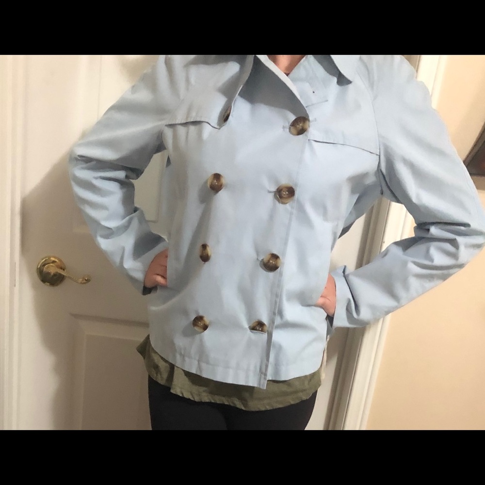 DKNY spring fall short jacket light blue grey